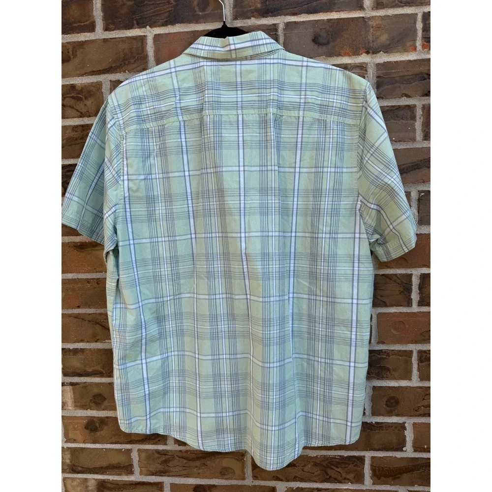 Roebuck & Co Mens XL Short Sleeve Button Down Shirt Sage Grn Plaid Cotton Blend - Picture 5 of 5